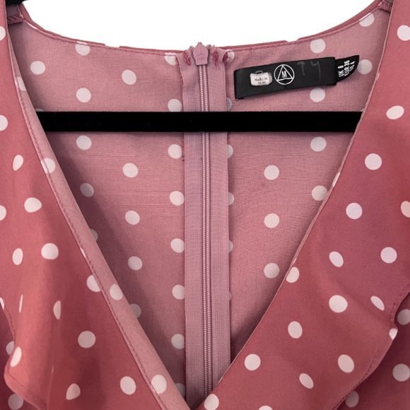 Women's Missguided Pink Polka Dot Wrap‎ Dress Size 4 - Picture 5 of 7